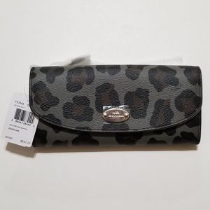 Coach Black Leppard Print Wallet NWT